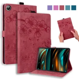 Case Funda für Samsung Galaxy Tab A7 Lite Case 3D -geprägte Blumenkatze Brieftablette Coque für Galaxy Tab A8 10.5 A9 plus S9 Fe Case