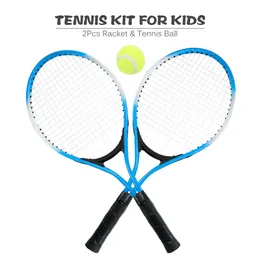 2pcs Kids Outdoor Sports Tennis Rackets Теннисные ракетки с 1 теннисным мячом и крышкой железной сплав 3 цвета. Дополнительные 240425