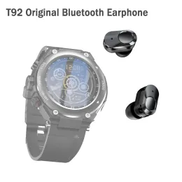 Hörlurar T92 Original Bluetooth Earphone Quality HiFi Sound Quality Waterproof öronproppar gäller för bärbar laddning av T92 -smartur