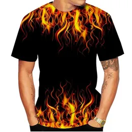 Herr t-shirts 2023 män kvinnor cool flamma t-shirt 3d tryck eld flamma avslappnad rolig pullover unisex mode tops t240425