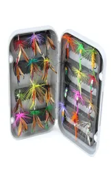 Rosewood 24pcs Lules de pesca com mosca seca Conjunto com caixa de truta artificial de trutas Butterfly Butterfly Isecta Bait de água salgada Flyfishing 99077749