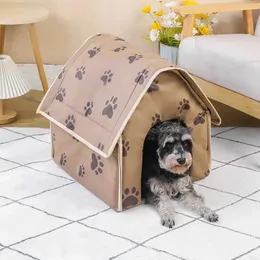 Cat Carriers Crates Houses Pet House Portable Cat and Dog Villa Pattern Pattern Pattern and Dog Nest قابلة للطي صغير داخلي للحيوانات الأليفة.