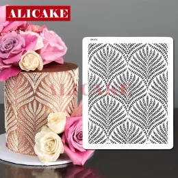Moulds Cake Stencils Feather Shape Pattern Wedding Cake Decorating Fondant Lace Cake Boder Stencils Template Drawing Mold Baking Tools