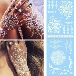 6pzo tatuaggio trasferimento tatuaggi di henné bianco per donne tatuaggi temporanei impermeabili Body art adempeggiante per manuale per il trasferimento dell'acqua Hena Hena Transfer 240427