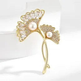 Broşlar Retro Zarif Ginkgo Yaprak Kadınlar İçin Düğün Çiçek Broş Pin Moda Bijouerie Broche Femme Bijoux de Luxe