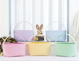 Praktisk påskplädkorg Festlig Seersucker Easters Eggs Bucket Personlig Stripe Candy Presentväskor Underkläder Förvaringskorgar6338103