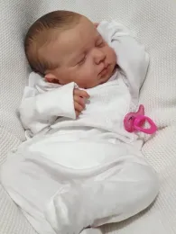 Dockor 19 tum Bebe Doll Sleeping Loulou Nyfödd storlek Baby Doll Reborn Baby Dolls Handmålade 3D -hud flera lager synliga vener