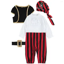 Set di abbigliamento per bambini in costume da pirata Capitano cosplay pagliaccetto di carnevale abiti fantasia vestiti per neonati costumi di Halloween con cappello