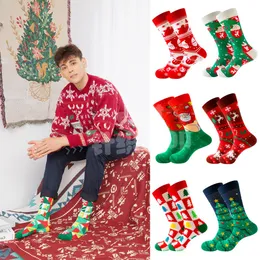 Новые рождественские носки мужчины смешная рождественская елка снежинка Санта -Клаус лосей снежный хлопок счастливые носки Новый год