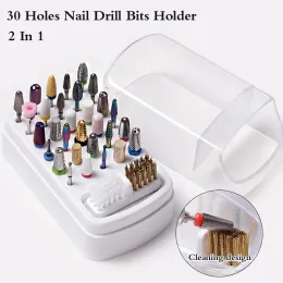Bits Hot 30/48 Holes Nail Art Drill Storage Box Grinding Polish Head Bit Holder Display Nail Drill Bits Organizer Nail Stand Manicure