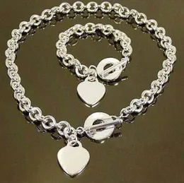 Whole Retail lowest Christmas gift 925 silver love NecklaceBracelet set S764355068