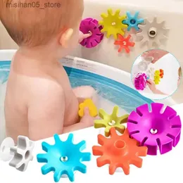 Sand Play Water Fun 5 Montessori Baby Shower Toys Suction Cup Gear Rotating Toys Colored Rotating Water Wheel Childrens BathTub Water Toys 0-3 Years Q240426