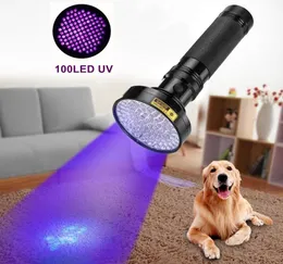 EnsamFire ​​Aluminium Shell Ultraviolet Light för 6xdrry cell Antifake UV 100 LED UV -ficklampa Money Detector6824533