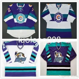 하키 관습 Orlando Solar Bears Eric Faille David Bell Hockey Jersey 자수 스티치 숫자 및 이름 유니폼 사용자 정의