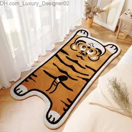 Carpete Dinosaur Cartoon Childrens Quarto Carpet Retangular Piso anti -Slip Lion Tiger Cat Mat Q240426