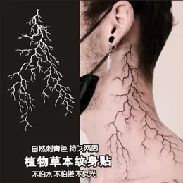 Tattoo Transfer Herbal Lightning Temporary Tattoo Neck Art Punk Crack Fake Tattoo Lasting Tatoo Sticker Waterproof Stickers Tatuajes Temporales 240426