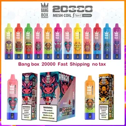 Bang Box Puff 20000 20K puffs Disposable E Cigarettes 0% 2% 3% 5% 35ml E-liquid Mesh Coil Rechargeable Vape vs Fumot RandM 15K Puffs 12 Colors Vaper LED Display vapes