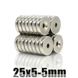 Sterowniki 2100pcs 25x55 mm stałe NDFEB Strong Magnes 25*5 mm Otwór 5 mm okrągłe liczniki Neodym magnetyczny magnes 25x55 mm 25*55 mm
