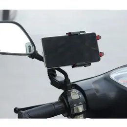 Motorcycle Electrical Car Mobile Phone Bracket Non-slip Anti-vibration Rearview Mirror Rotatable Automatic Lock Riding Holder