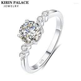 Klusterringar 1ct Moissanite Ring for Women Solid 925Sliver White Gold Plated 18k Hidden Star and Sun Anniversary Wedding Engagement
