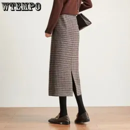 Signe Wtempo Classic Signe a quadri Midi Women Autunno vintage Eleganti donne da ufficio dietro Flit progettata Allmatch Harajuku Fashion