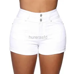 Frauenshorts 2024 Sommer Neuer Schwarz-Weiß-Hohe Taille Jeans Shorts for Women Mode sexy Slim Fit Stretch Jeans Shorts S-2xl D240426