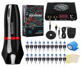 DragonaHawk Kit de tatuagem Máquina de motor rotativa LCD Suppliding agulhas para cartuchos para maquiagem permanente tatuagem de corpo6249291