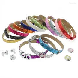 Charm Armband 10st/Lot 8mm Sequin Pu Leather Wristband DIY Armband Bangle Fit For Slide Letters Accessory Gift
