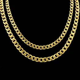 Strands LUXUSTEEL Mens Chain Necklace 5mm/7mm Stainless Steel Silver Cuban Chain Necklace Wholesale Long Necklace 240424