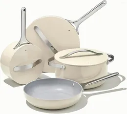 Cookware set nonstick ceramic set (12 piece) krukor pannor 3 lock och kök förvaring - icke toxisk ugnsäker kompatibel vidd