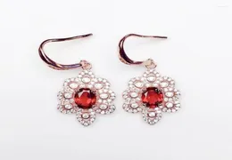 Dangle Ohrringe natürlicher echtes rotes Granat Luxus Drop Ohrring 5 7mm 1ct 2pcs Edelstein 925 Sterling Silber Fine Schmuck Frauen Frauen8680517