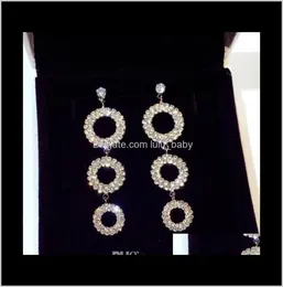 スーパーキラキラとトレンディなファッションデザイナーラグジュアリーダイヤモンドジルコンマルチサークルdangle dangle chandelier earrings for woman girls x9cmf 8763191