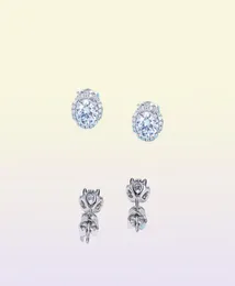 GEM 's BALLET 925 스털링 실버 MOISSANITE JEWLRY 5.0mm 1.0ctcolor Moissanite Diamond Stud Earrings Wedding9019964