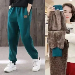 Capris Sonbahar Kış Elastik Bel Gevşek Gevşek Geniş Bacak Pantolon Kadın Velvet Moda Ekle Allmatch Pantolon Kadın Giyim