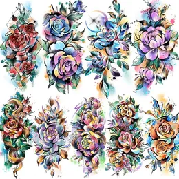 Trasferimento tatuatore 3D Fiore temporaneo Tattoo Rosa Rosa Design impermeabile in stile estivo Tattoo Custom Body Art ARM Tatoo Paste Paper 240426