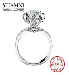 Yhamni Luxury Fashion 925 Sterling Silver Ring Luxury 6mm Diamond Engagement Wedding Rings for Women RX04959135558651686