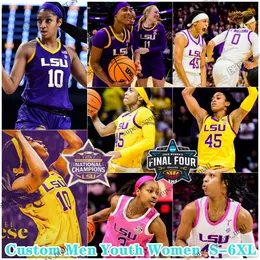 2024 Angel Reese LSU Tigers Женская баскетбольная майка Ncaaw Amani Bartlett Иззи Бесселман Карсон Риз Мужские молодежные женщины Custom S-6xl сшитые майки