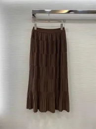 Юбки 2024 Женщины мода Сексуальная повседневная эластичная талия в полном корпусе плиссированная сеть длинная юбка 1020