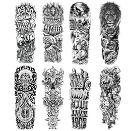 Trasferimento tatuatore impermeabile tatuatore temporaneo uomo uomo full braccio foresta animale leone lupo maori fiore di fiori mezzo braccio totem adesivo 240427