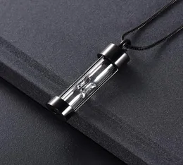 IJD9400 tratt presentförpackning svart färg timglas kremation halsband aska hållare minness smycken rostfritt stål locket fune1213339