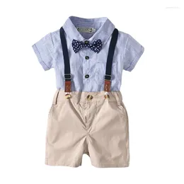 Giyim Setleri 0-24m Yaz Çocukları Boy Costum Bebek Erkek Gömlek Tulumları İçin Blazers Takım Resmi Düğün Giyim Pamuk Çocuklar