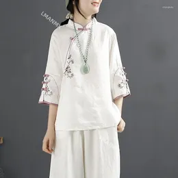 Bühnenbekleidung klassischer chinesischer Stil traditioneller Bluse Druck Tang Anzug Han Oriental Kostüm Stickerei Elegante Frauen Kleidung