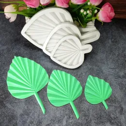 Moldes novos ventiladores folhas de palmeira molde de silicone diy decoração de decoração de chocolate kit kit de ferramenta de cozinha artesanal de goma artesanal