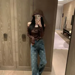 Women's Jeans Designer Pants undefined Light Luxury Premium Straight Trousers Alphabet Floral Print With Belt Casual Pants