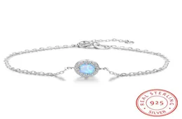 Blue Fire Opal Link Łańcuch ślubny biżuteria 925 srebrne bransoletki europejskie okrągłe kształt akcesoria bransoletki biżuteria do WO7778056