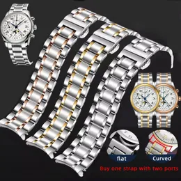 6 colors Flat Curved End Strap For any brand Watch Chain 18mm 19mm 20mm 22mm 2m 24m metal Stainless Steel watchband Men women 240424