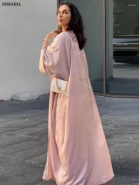 Ubranie etniczne Siskakia Arab Dubai moda swobodna satyna otwarta kimono abaya muzułmańskie kobiety eid turecki marokański kaftan saudyjska szata 2024