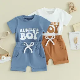 مجموعات الملابس Axyrxwr Kids Baby Boys رسالة صيفية طباعة الأكمام قصيرة O-tech Tops Tops Solid Charpsring Shorts Outfits