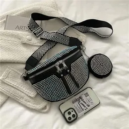 TOTES Fashion Rhinestone talia Torba pasa na ramię Crossbody Pu skórzana klatka piersiowa Pakiet telefoniczny Kobiety