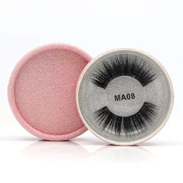 1 Pair/box 3D Flexibility Transparent stem 100% Pure Handmade Silk Protein Lashes Fake Eye Lashes with Pink Gift Box